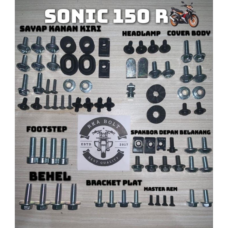 Cod baut body Honda Sonic 150r/fullset baut Sonic 150R