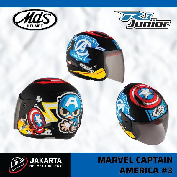 MDS R3 Junior Marvel Captain America #3 Helm Half Face SNI