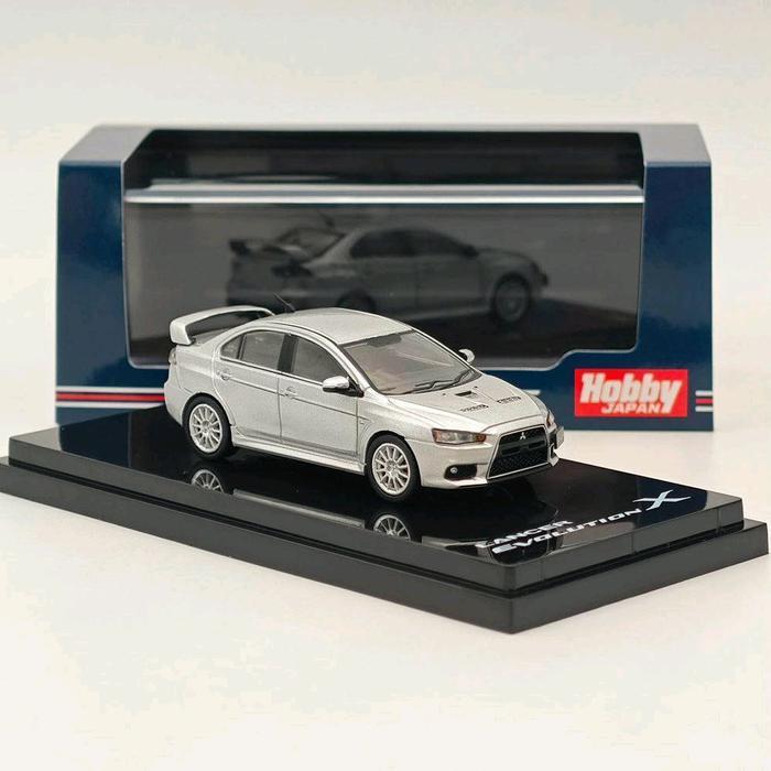 HOBBY JAPAN MITSUBISHI LANCER EVOLUTION 10 SILVER DIECAST SKALA 64