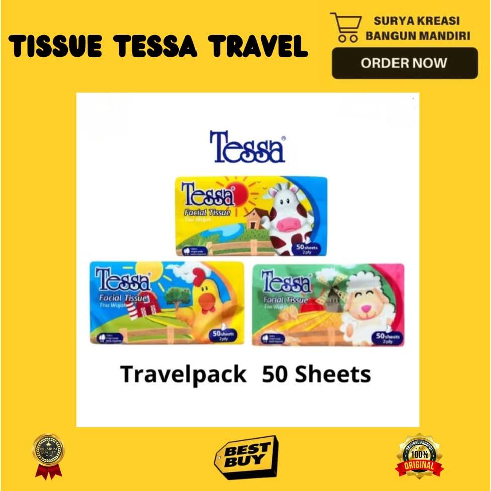 TISU TESSA - TISU TRAVEL - TISSUE TESSA 50 SHEETS 2 PLY - TISU TESSA TRAVEL - TESSA TRAVEL PACK