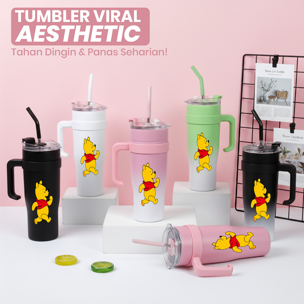 Tumbler Botol Air WINNETHEPOH Desain ada sedetan Jumbo tahan panas dingin Tumbler Minum Tumbler Vira