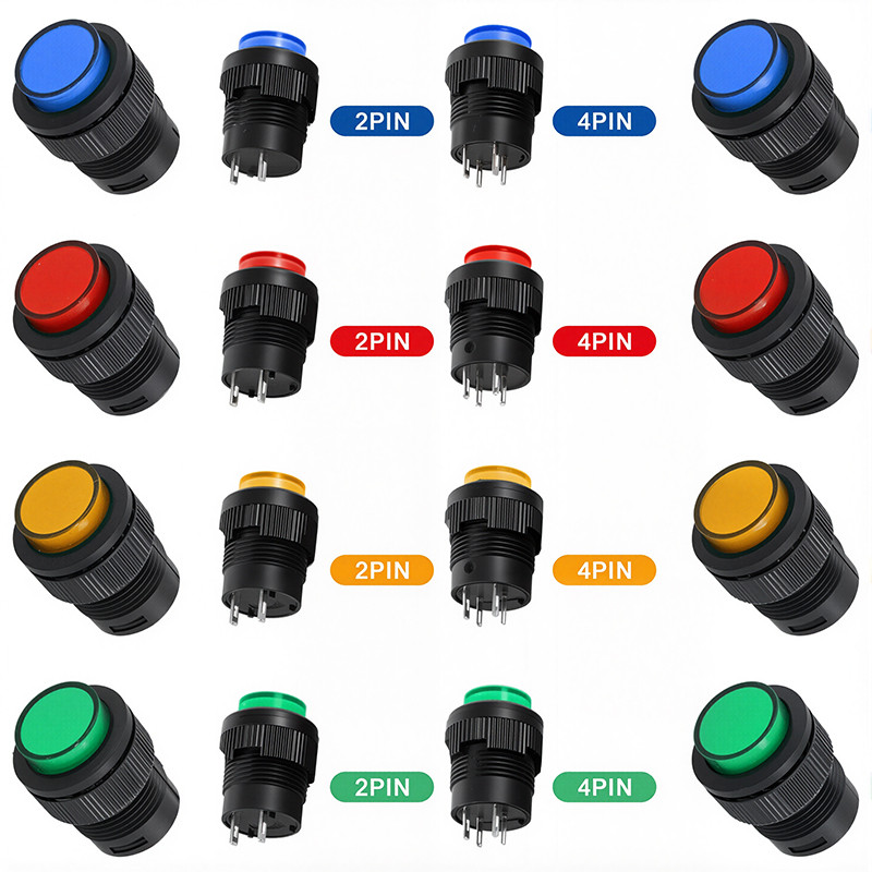 5/20PCS Self-locking 16MM Lating/Momentary Push Button Swit with 5Color LED Lighting 4Pin R16-503/AD