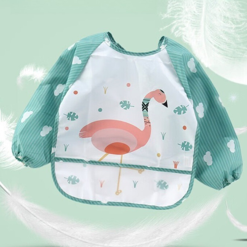 1Pcs Waterproof Eating Smock Infant Toddler Baby Cartoon Long Sleeve Art Apron Animal Smock Soft Bab