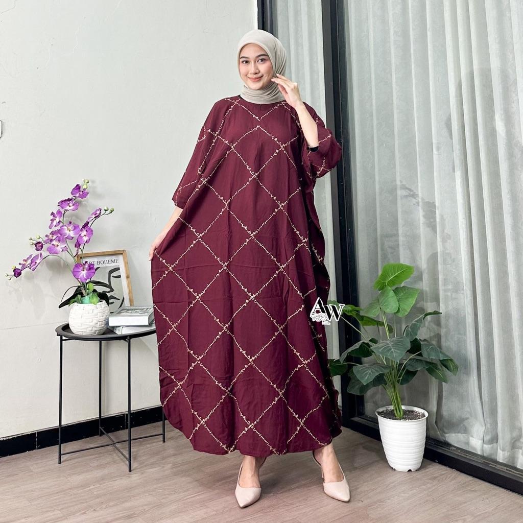 Daily Abaya Kaftan  Abaya Rayon Premium Lengan 7/8 Busui Motif Abaya Batik Ning Jazil