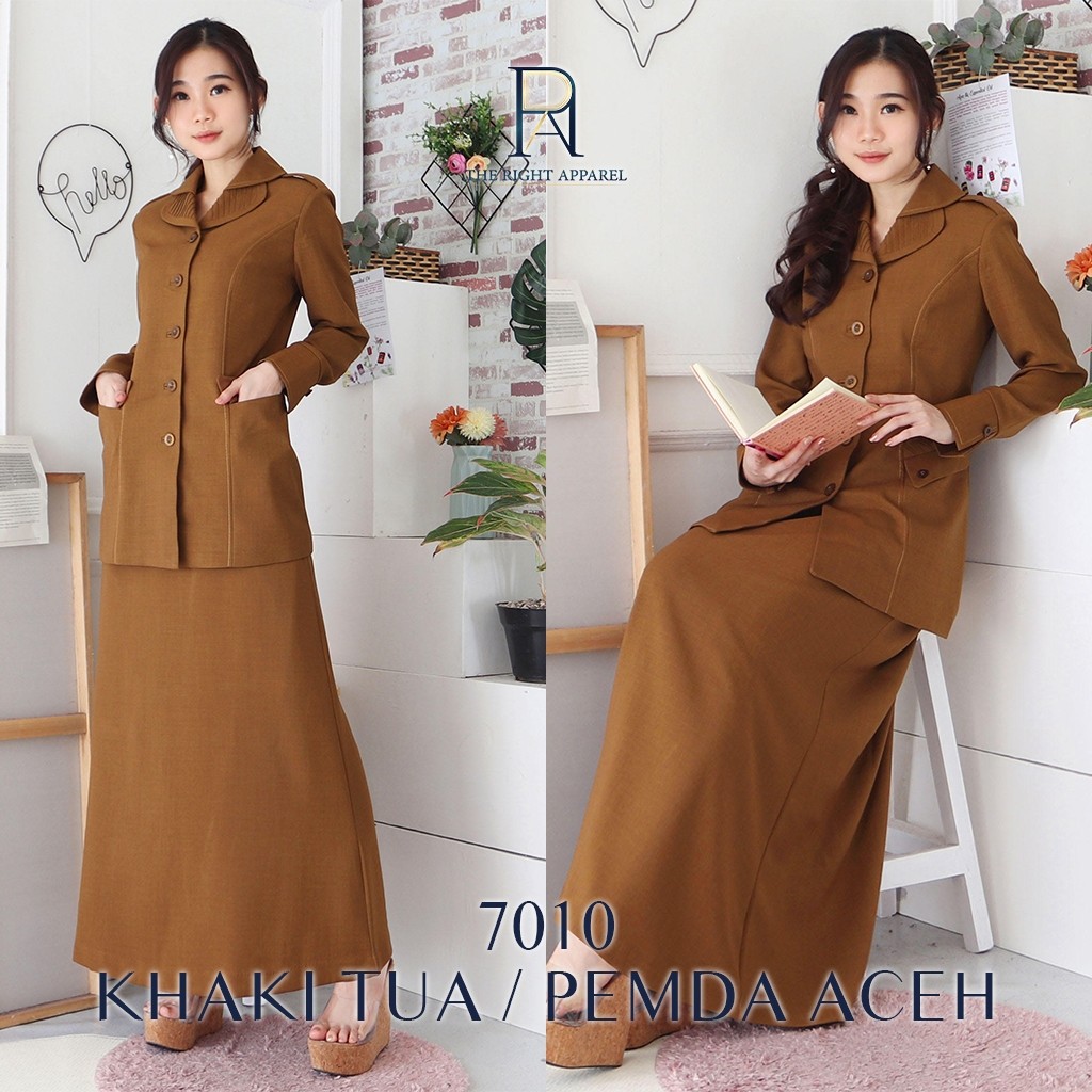 Seragam PNS ID - Blazer PNG Guru Seragam Wanita Kerah Jas Lebar Lengan Panjang dengan Lipatan Stelan