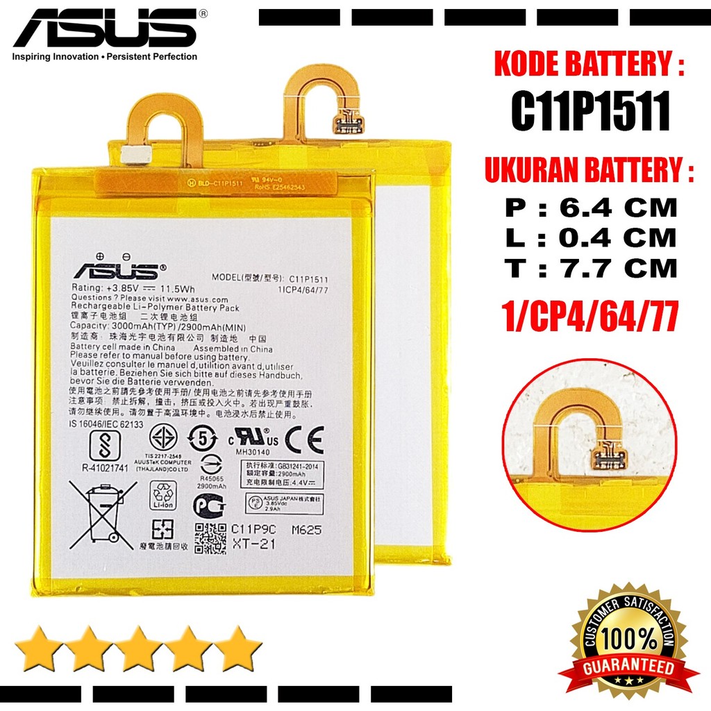 Baterai Battery High Quality C11P1511 1|CP4/64/77 Compatible Hp Asus Zenfone 4 Selfie 5.5 Inchi , ZD