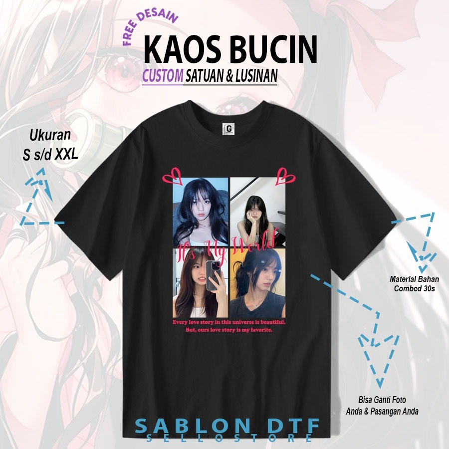 Kaos Sablon Custom Aesthetic  / Kaos Custom Foto / Kaos Custom Sablon / Kaos Bucin Viral Streetwear 
