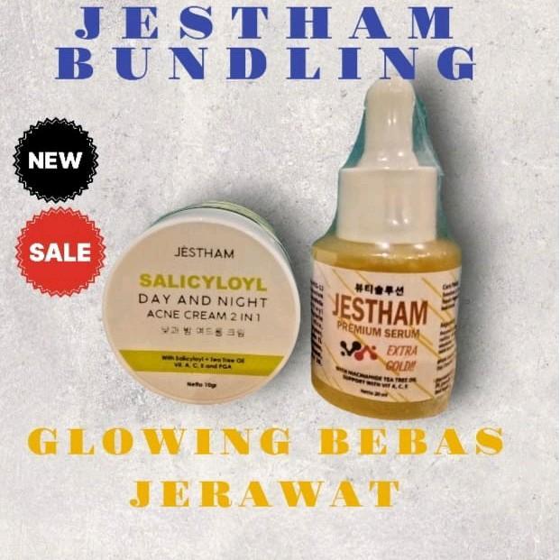 JESTHAM LAWAN JERAWAT & FLEK || CALICYLOYL ACNE CREAM + SERUM GOLD PREMIUM KOREA Treatment Perawatan