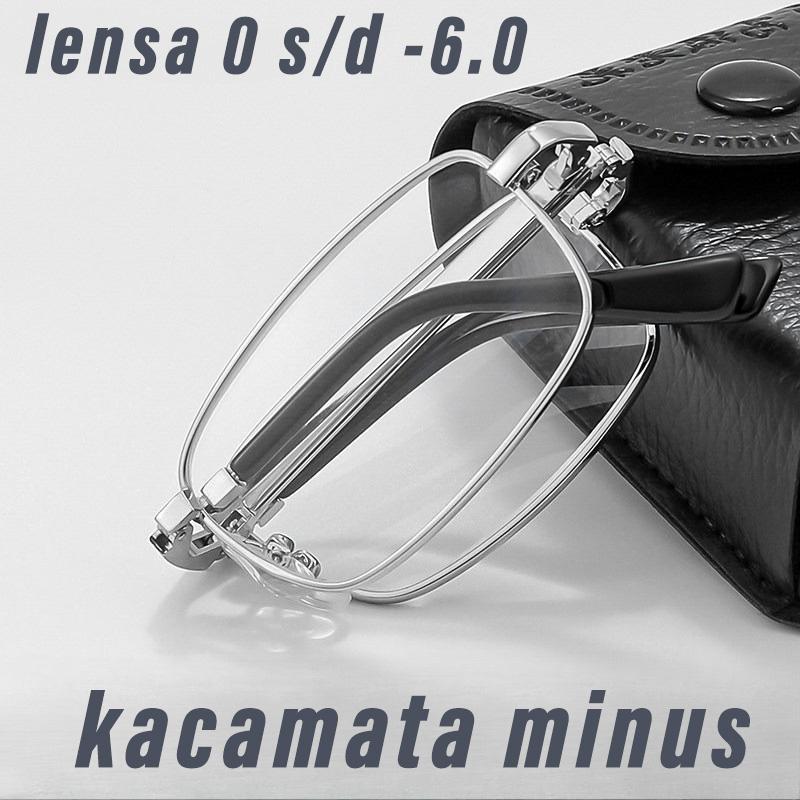 Kacamata minus Lipat Fream Stainless Lensa minus Anti Radiasi -0.5 s/d -6.0 Unisex Pria Wanita Anti 