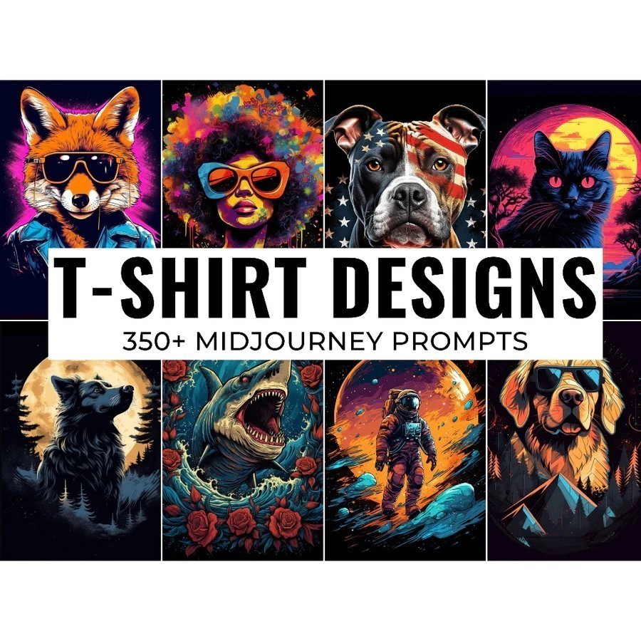 350+ T-shirt Designs Midjourney Prompts, AI Art, Midjourney Prompt, Midjourney AI Art, Learn Midjour