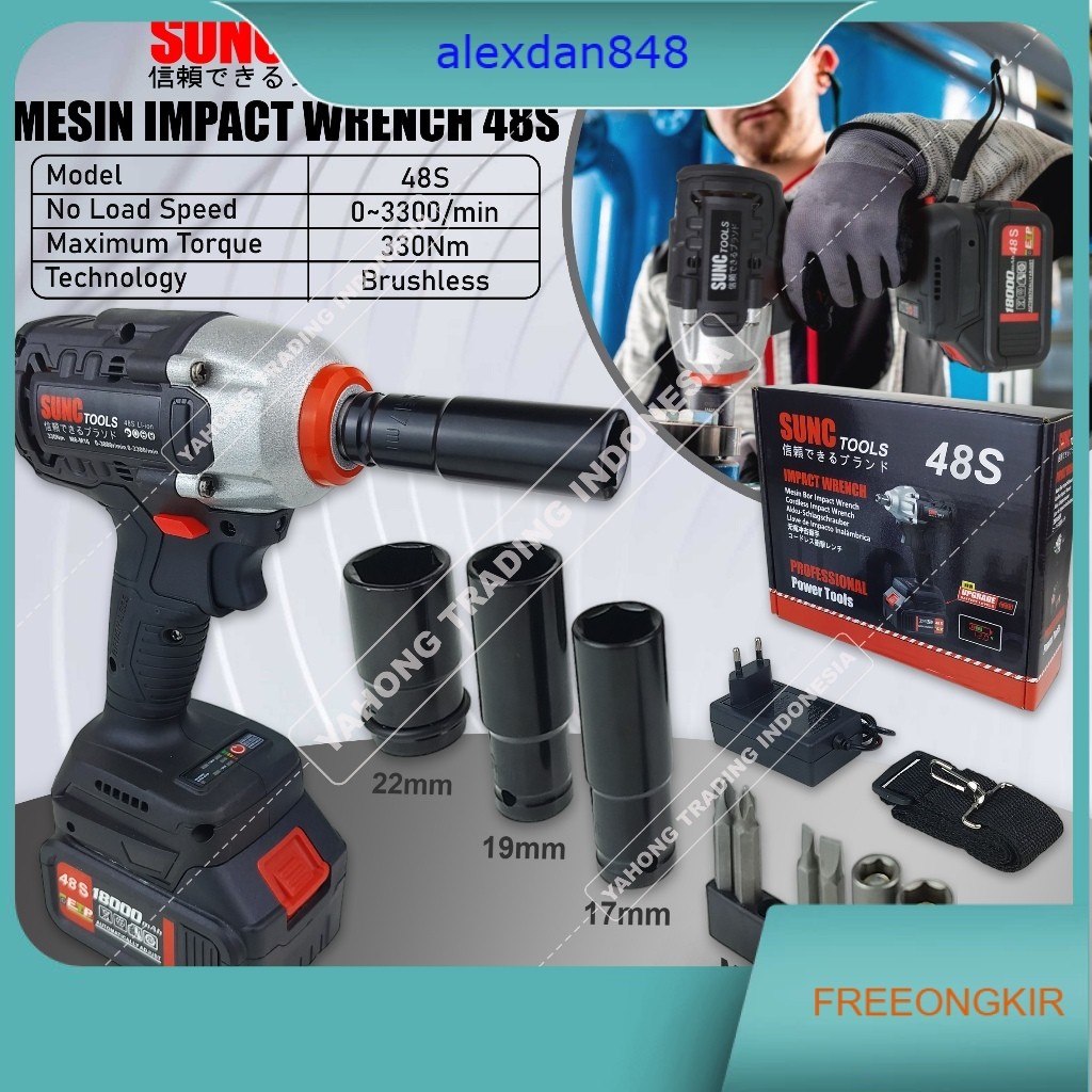 Mesin Impact Baterai Impek Wrench Batere Impek Batre Cordless 48S SUNC TOOLS PROMO MURAH DISKON