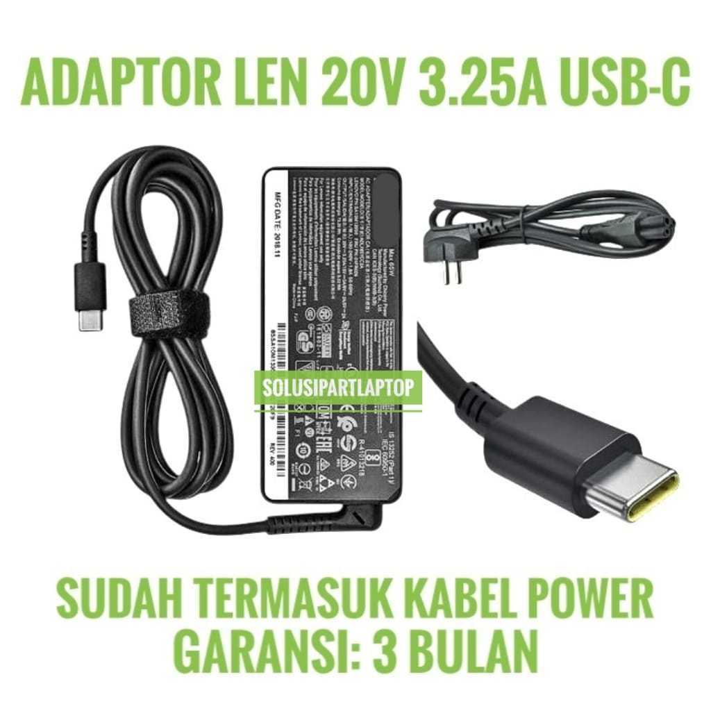 ORIGINAL ADAPTOR CHARGER LENOVO X1 Carbon X1 Tablet, X1 Yoga,  x1 Yoga 370 3.25a 65w type -c