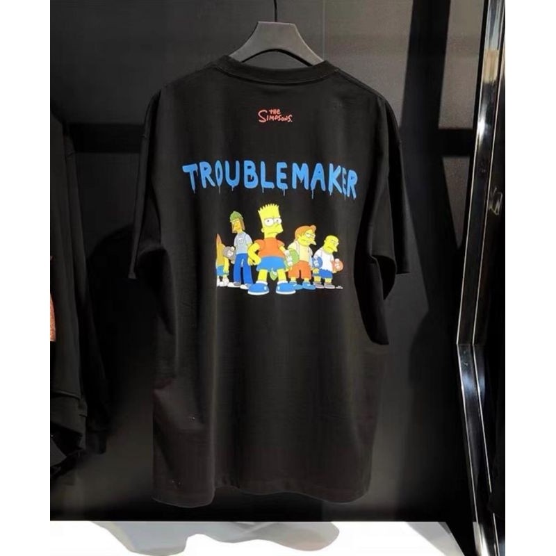 (COD) AD1V x Simpson Troublemaker Short Sleeve Oversized Baju Kaos Korea Lengan Pendek Pria Wanita