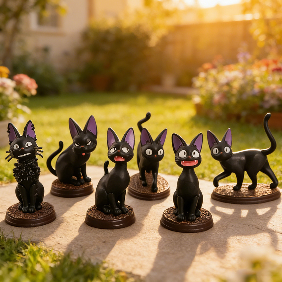 2026 HOT Cartoon Black Cat Jiji Gigi Figure PVC Action Toy Doll Model Set Black Cat Hayao Miyazaki F