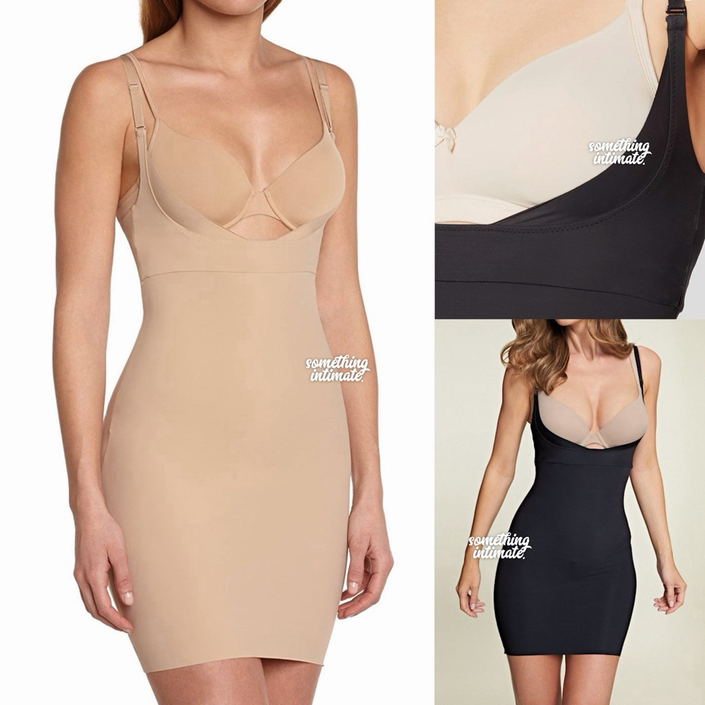 Maidenform Take Inches Off-Full Slipdress Open Bust Light Shaping Strong Compression Tummy Body Cont