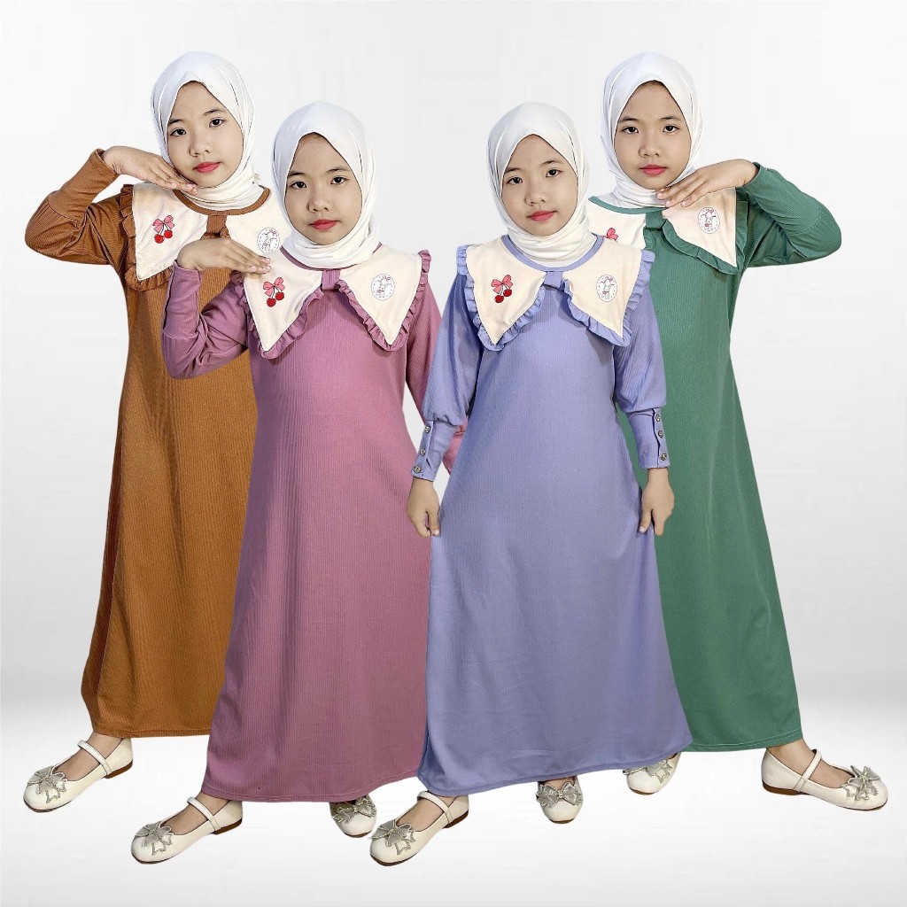NEW GOGOFASHION 842 Gamis Anak Aurelia Bahan Knit Japan Tali Belakang