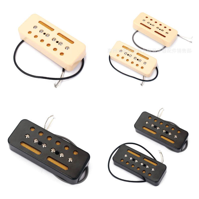 2Pcs Creamblack  Single Coil Soap Bar pickups For P90 P90 LP Gb Electric Guitar Parts 50mm  52mm Hol