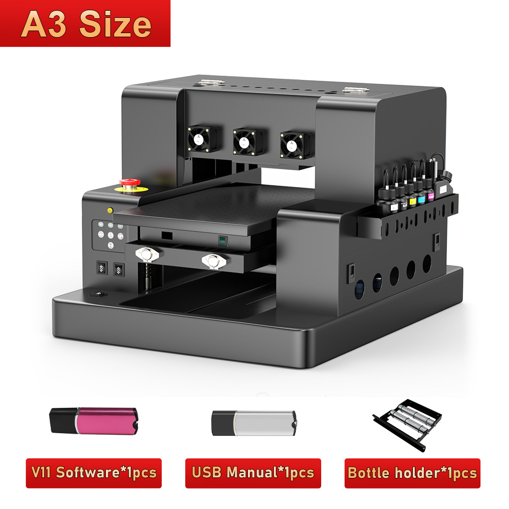 A3 UV Printer XP600 UV Flatbed Printing Machine A3 UV DTF Printer For Pen Bottle Wood UV Flatbed Pri