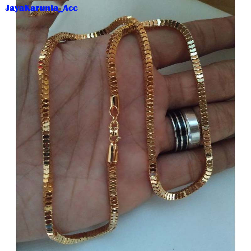 KALUNG MILANO EMAS MUDA ASLI 16gram KADAR 700 KACA JUMBO P60 LEBAR 3 MILI WARNA ROSE GOLD PENGKAIT S