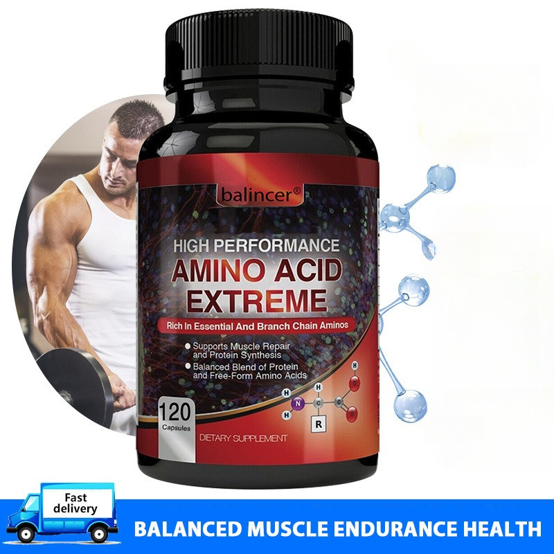 Suplemen Asam Amino Premium 120 Kapsul - Pembentuk Otot Pemulihan Asam Amino BCAA