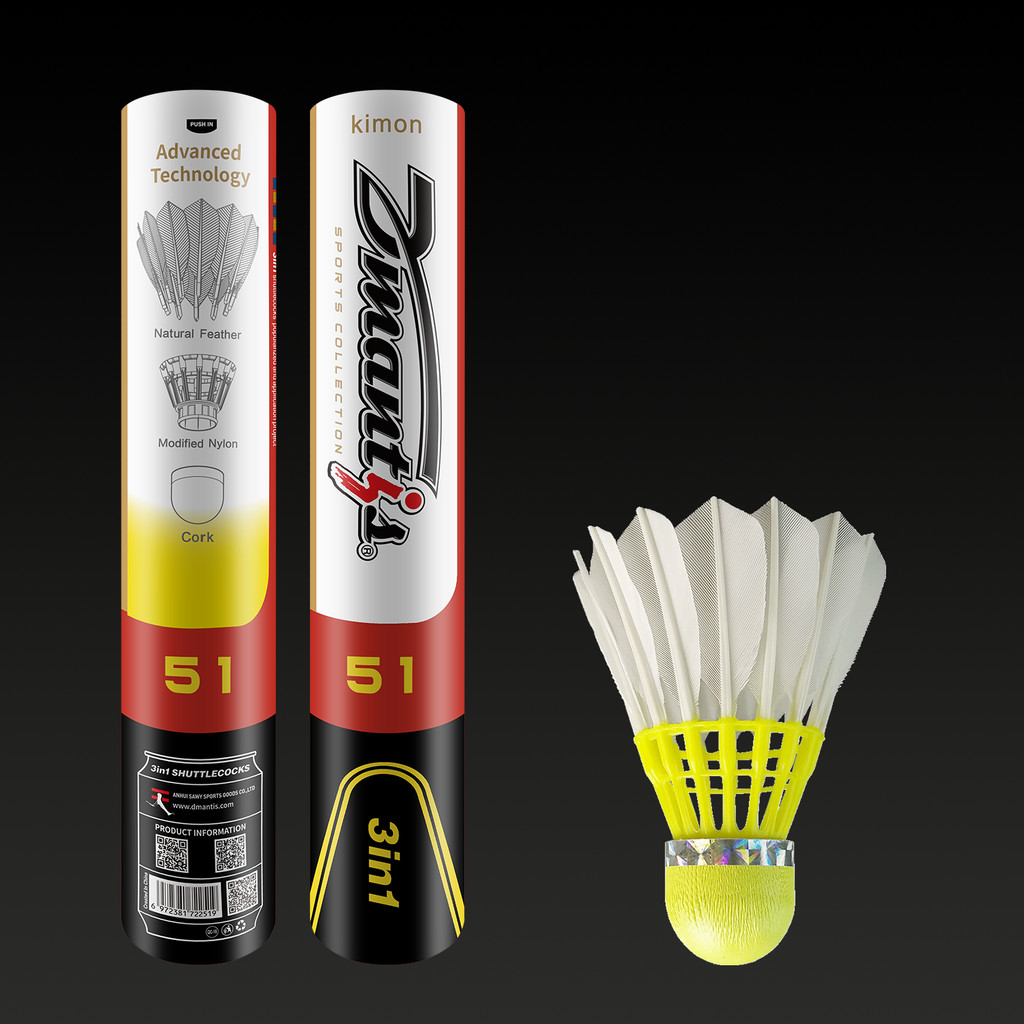Dmantis D51 3in1 Training Durable Hybird Feather Shuttlecocks Bires Badminton Indoor Outdoor Sports 