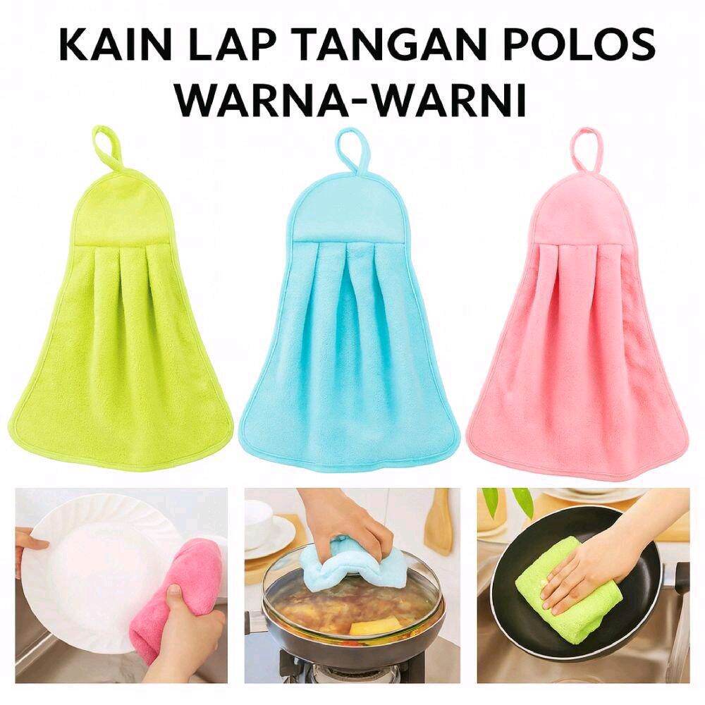 Kain Lap Tangan Hand towel polos Handuk Serbet Gantung Warna Pink Hijau biru