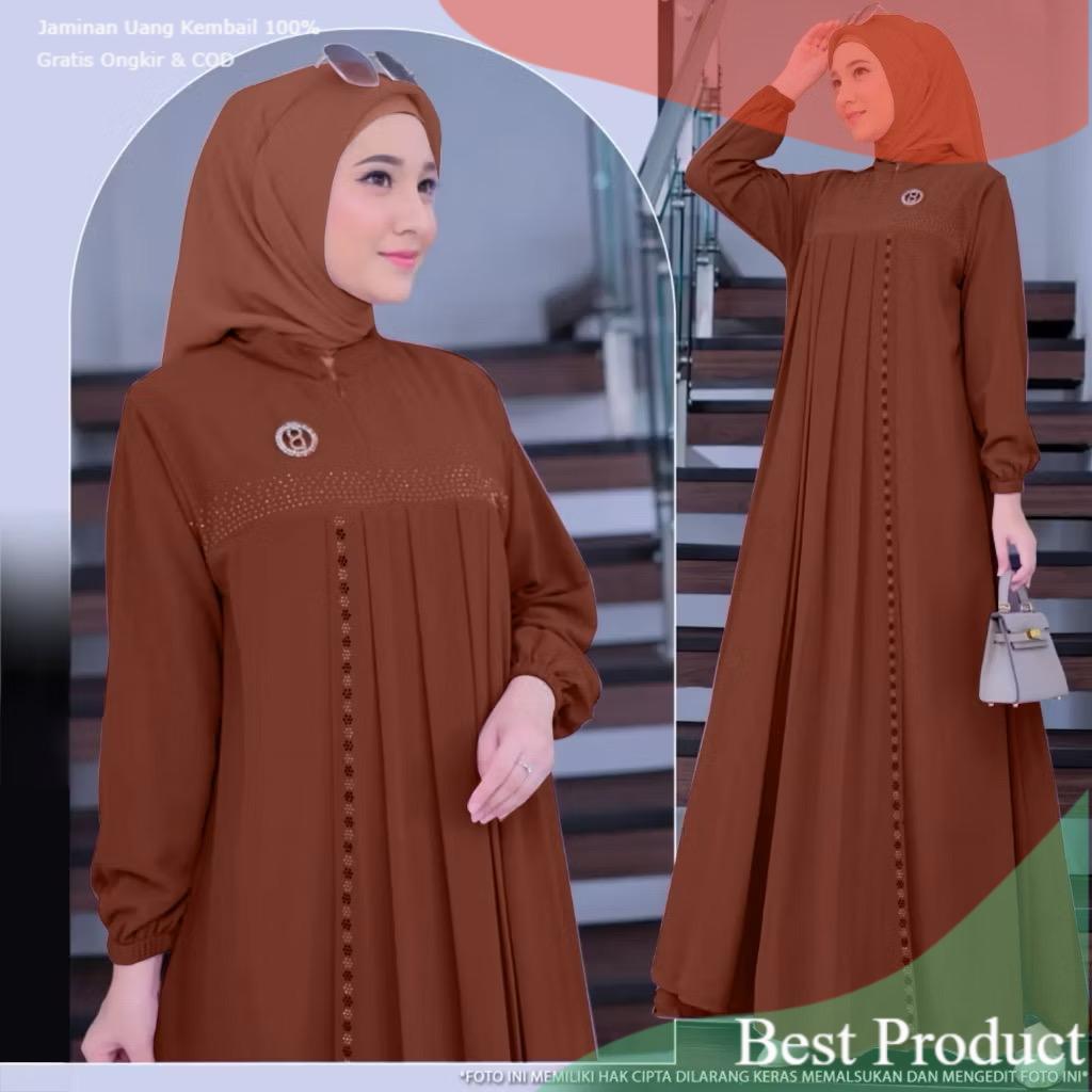 Anggun Dress Pakaian Viral 2026 Bahan CerutyBabyDoll Gamis Pesta Mewah Dres Kondangan Gamis Kekinian