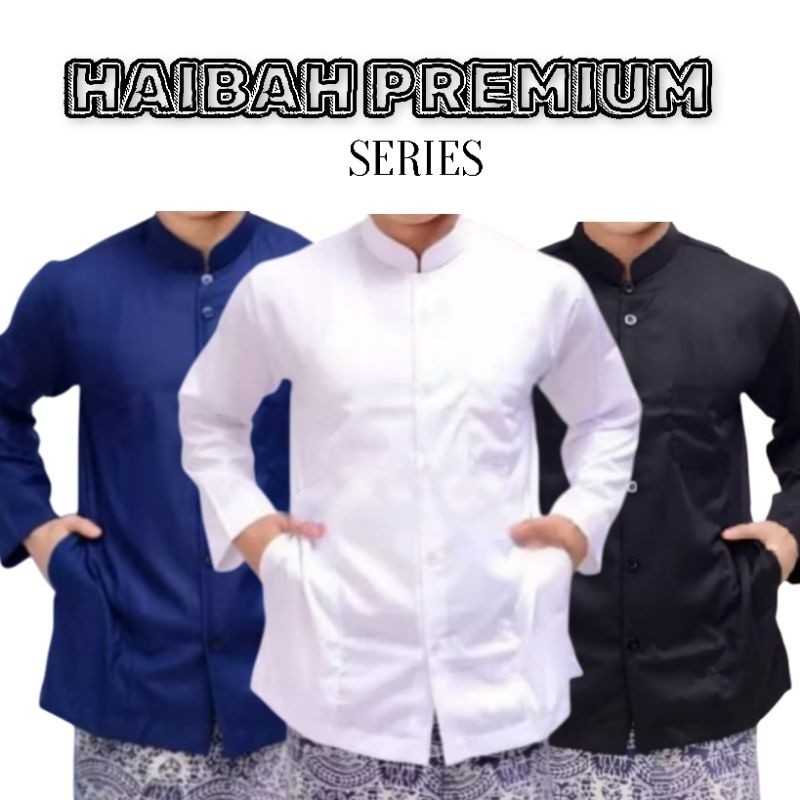 baju koko habaib haibah habib polos lengan panjang model Ammu amu baju lebaran pria baju koko lengan
