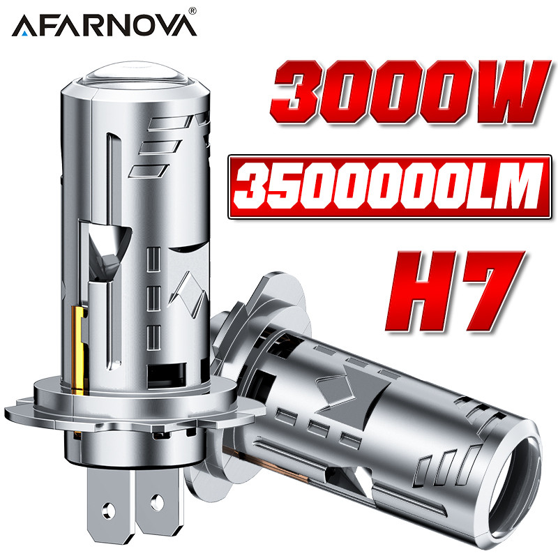 Lampu Proyektor LED Mini H7 3000W untuk Mobil, Canbus Nirkabel 1:1, 6000K, Lampu Depan Mobil/Motor H