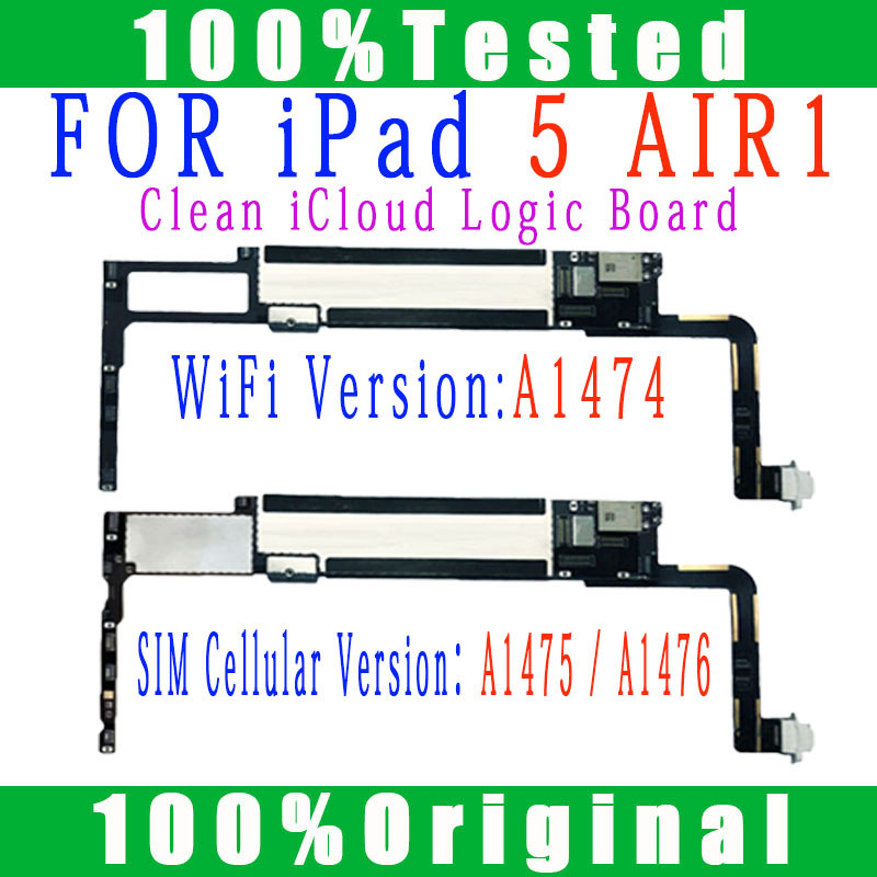 Free iCloud A1474/A1475 or A1476 For iPad Air 1 Motherboard Wifi & SIM Cellular Version For iPad 5 L
