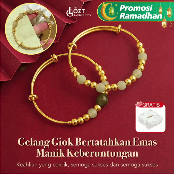 [Promosi Ramadan] Kombinasi emas 18K dan giok - gelang keberuntungan bertatahkan emas - membawa kebe