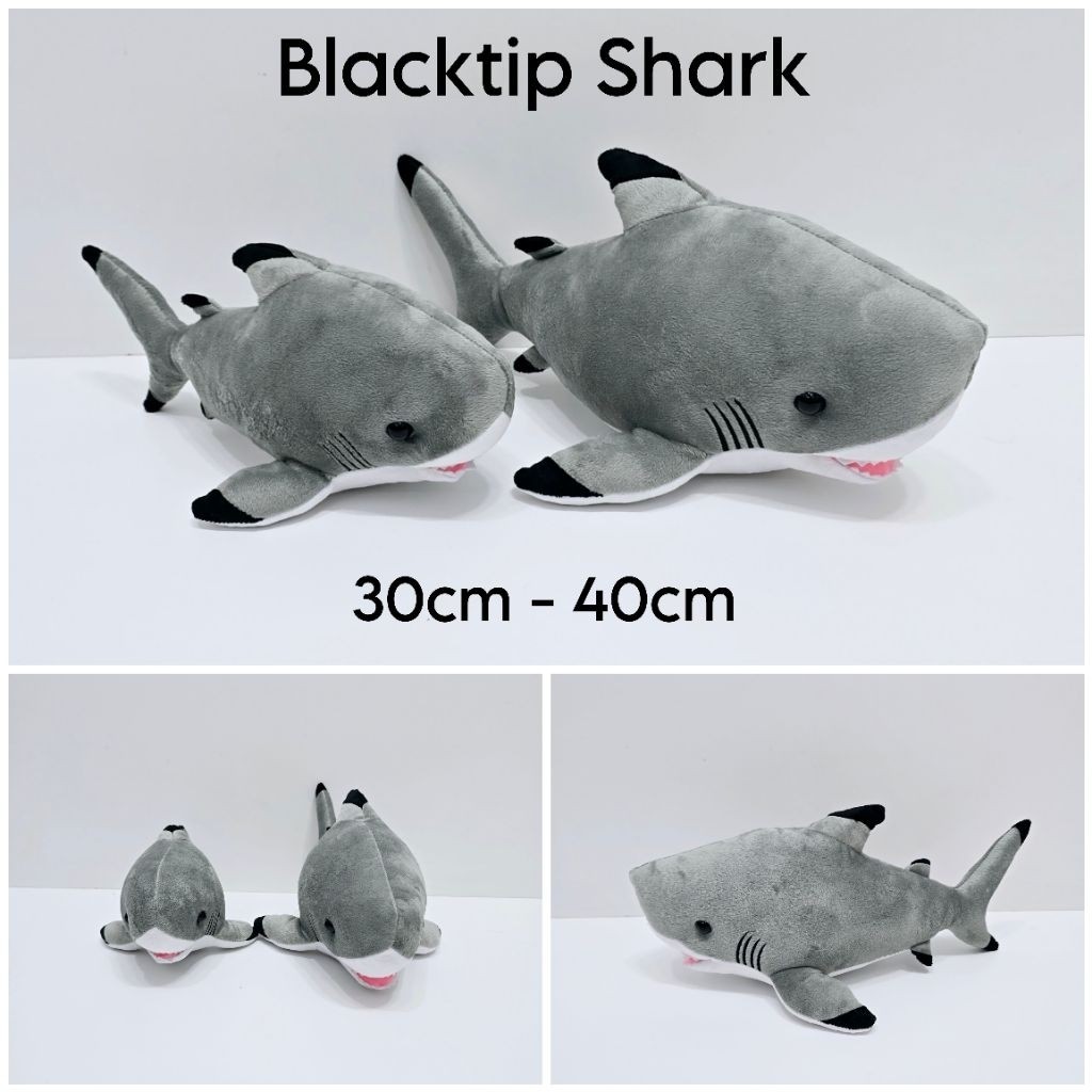 Boneka Ikan Hiu / Black Tip Shark Uk 30cm - 40cm - H5