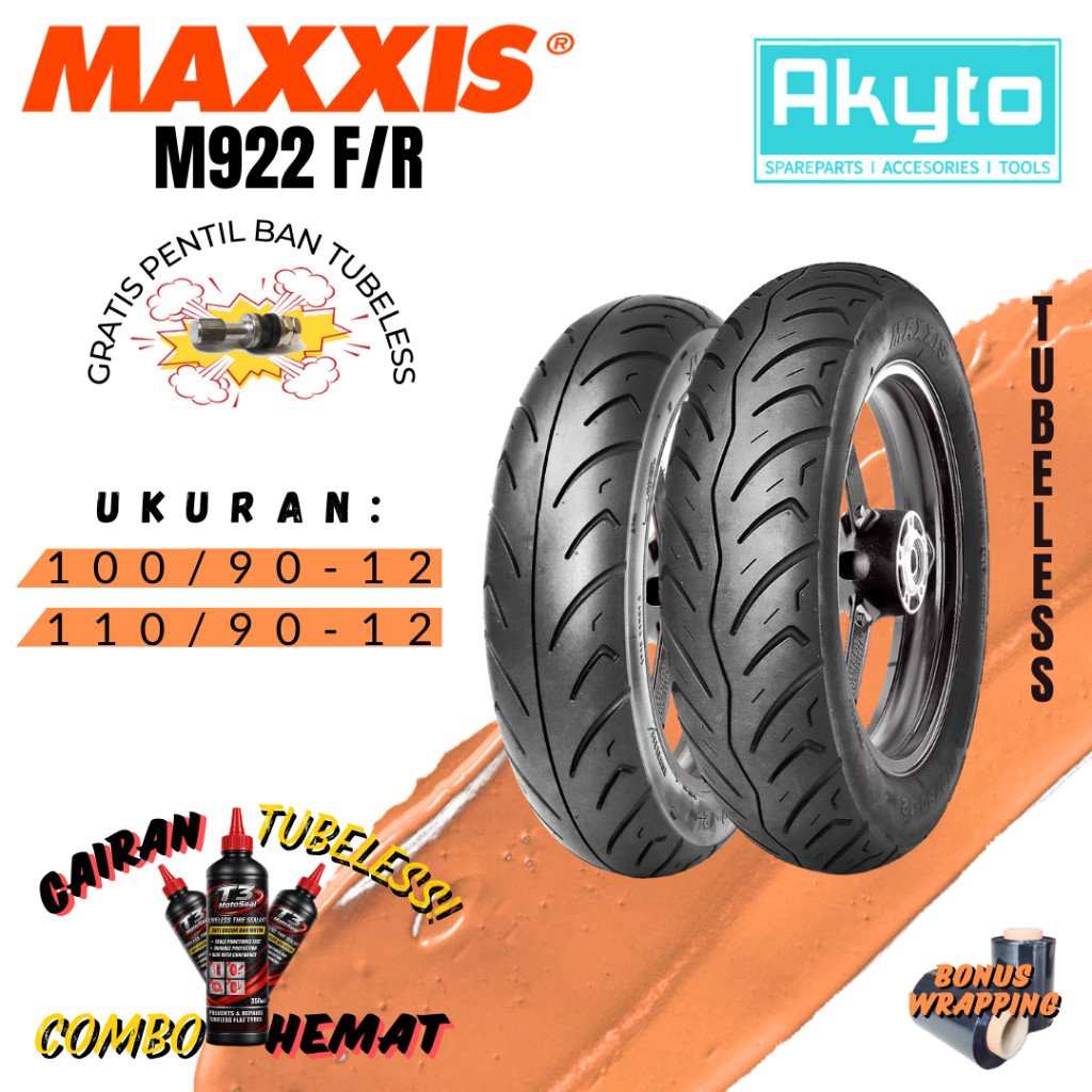BAN MAXXIS M922 F/R TUBELESS BAN MOTOR RING 12 FREE PENTIL / BAN R12 / BAN MOTOR FAZZIO STYLO BEAT F