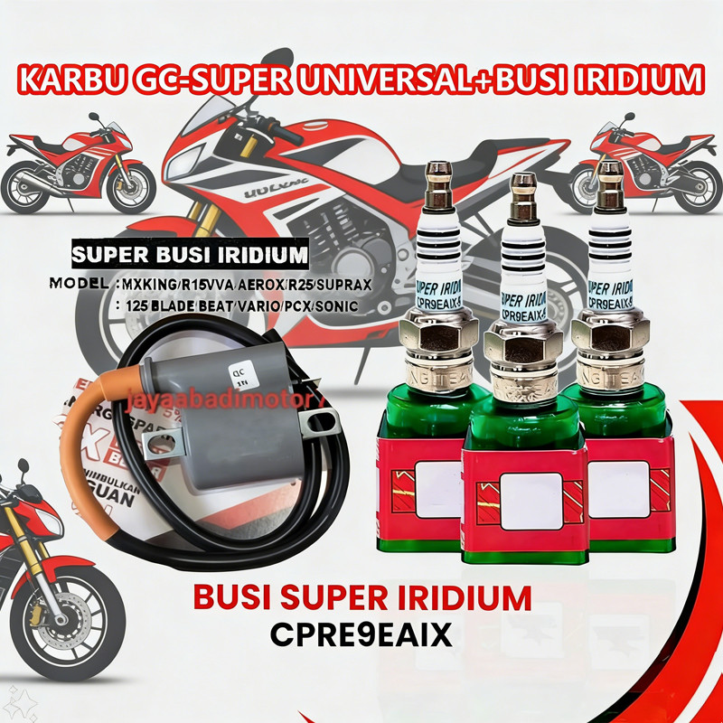 koil coil KARBU GC-SUPER universal+busi iridium koil motor karburator BUSI RACING IRIDIUM ORIGINAL  