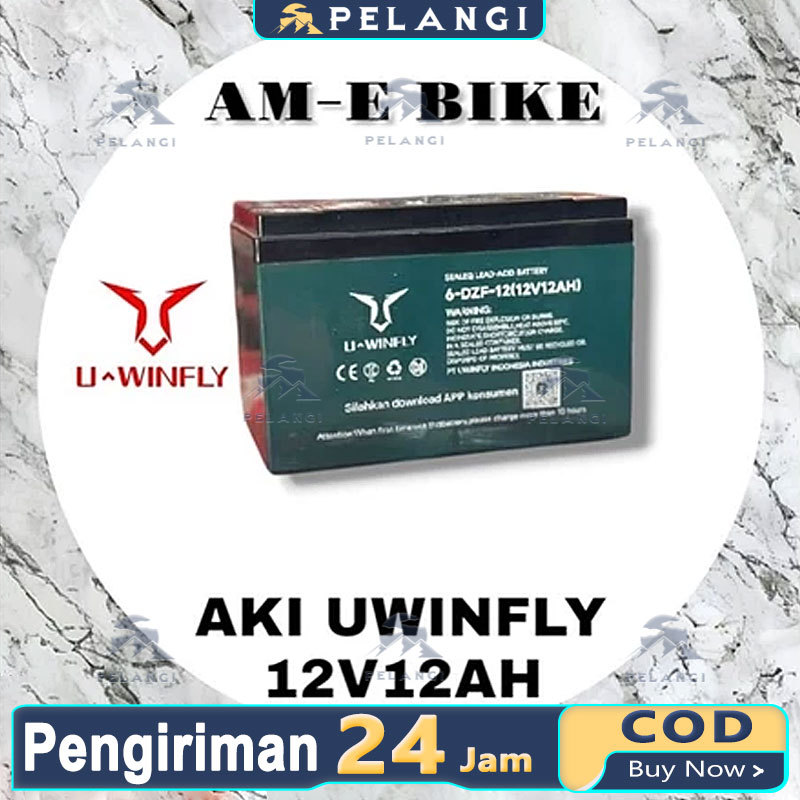 AKI SEPEDA LISTRIK UWINFLY 12V12AH ORIGINAL Aki Motor Listrik BEKEY 6 DZF-12 ORIGINAL12V 12AH SELIS 