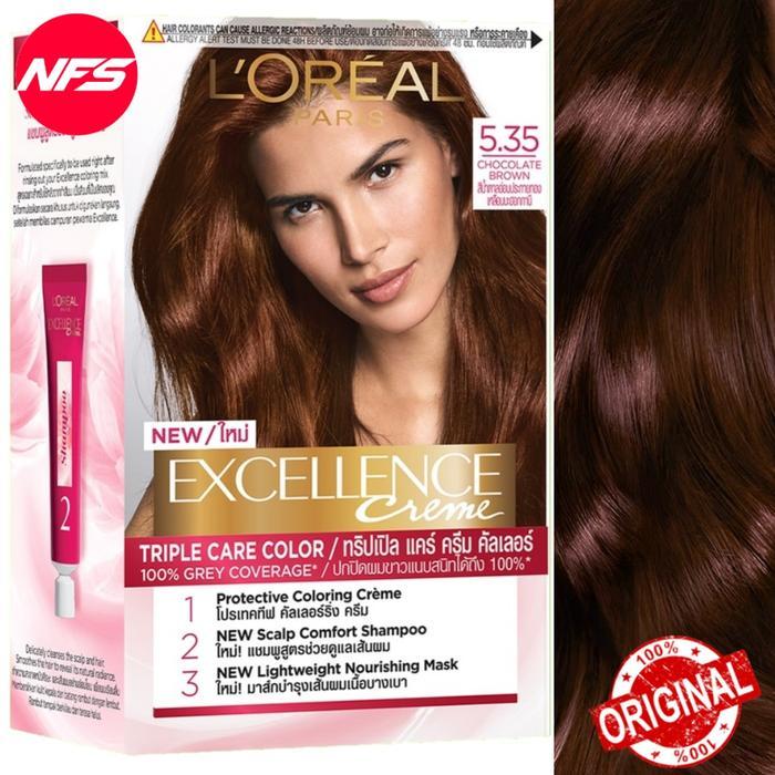 LOREAL Excellence-Ash Supreme/Bleach/Creme/Fashion-Hair Color-Cat/Pewarna Rambut - 5.35ChocoBrown