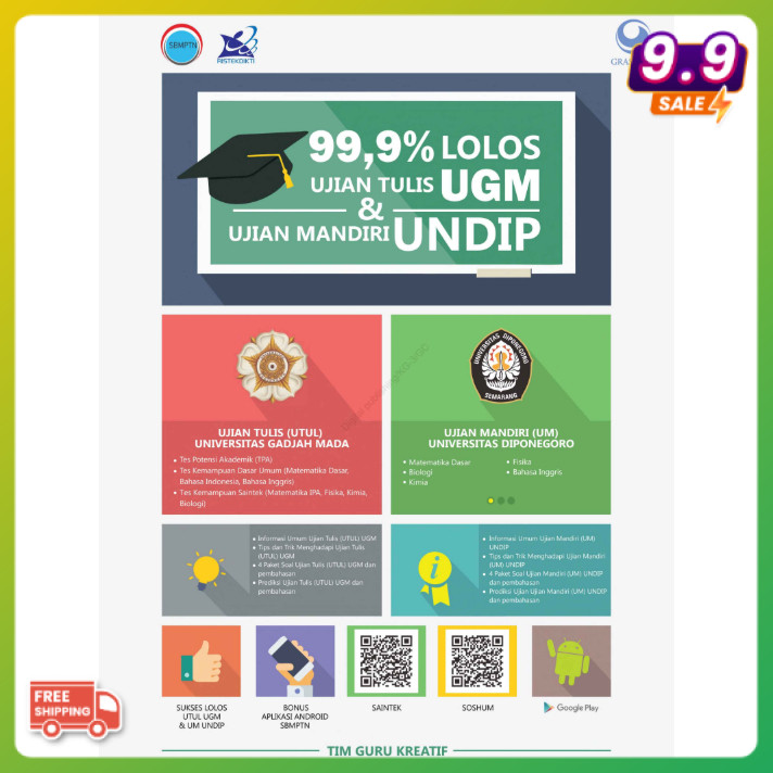 RAJA BUKU 99,9% LOLOS UJIAN TULIS & UJIAN MANDIRI UGM UNDIP IDO100