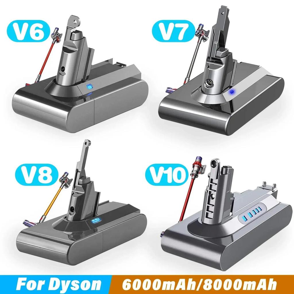 6.0Ah/8.0Ah Replacement battery for Dyson V6 V7 V8 V10 Series SV12 DC62 SV11 sv10 Handheld Vacuum Cl