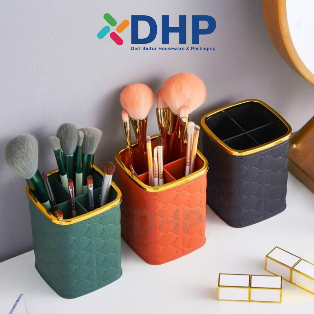 RDO - Tempat Kuas Makeup PLASTIK Rak Kosmetik motif Kain sekat Tempat Pensil