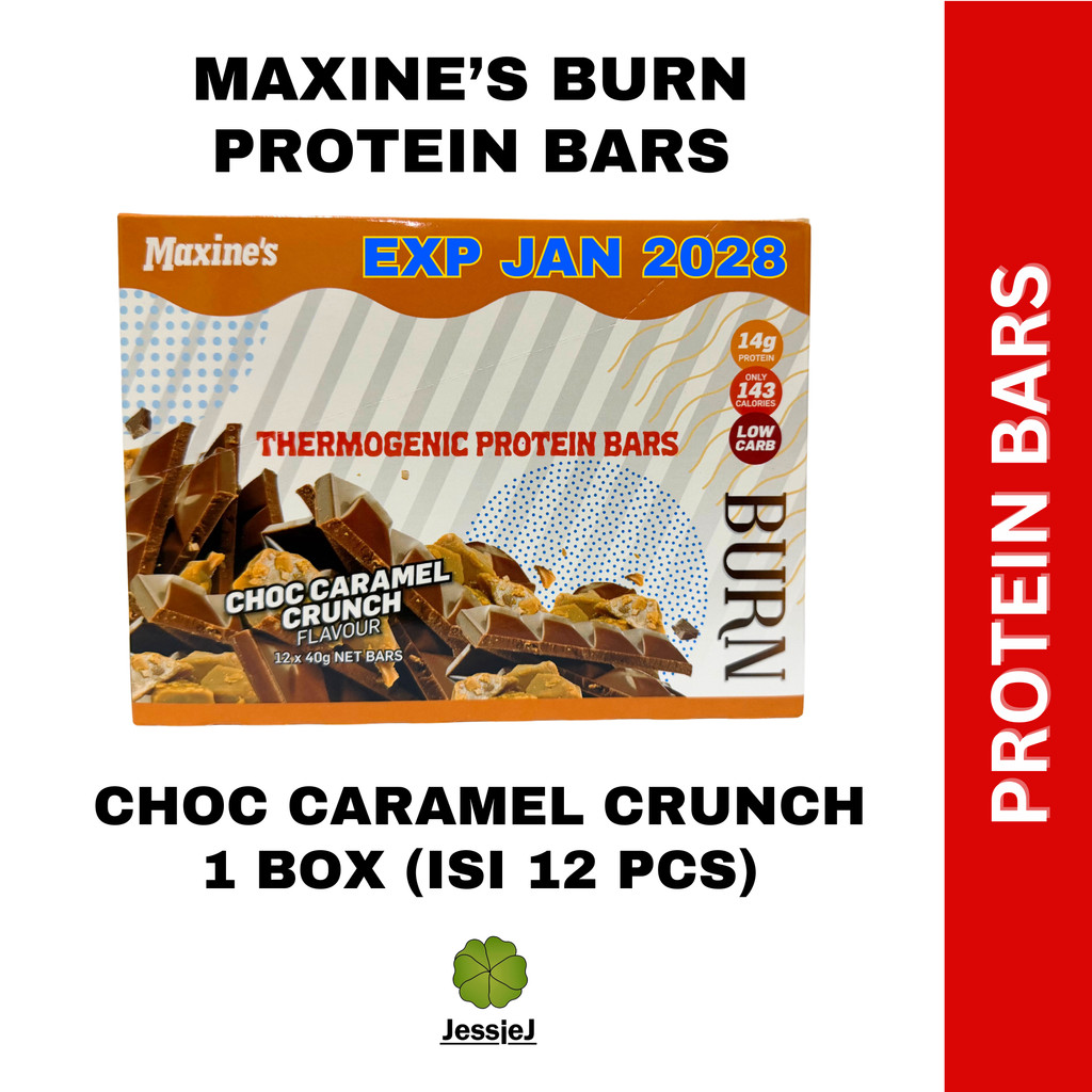 Maxine's Burn Bar Protein Bar Choc Caramel Crunch (1 box isi 12) Maxines Burn Protein Bar