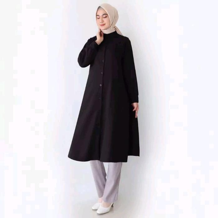 Promo Guncang LONG TUNIK POLOSAN BAHAN SHAKILA / TUNIK KEMEJA POLOS JUMBO L XL XXL Muslim Atasan Wan