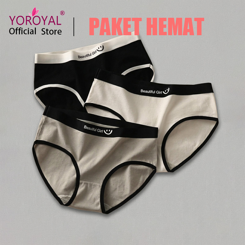 YOROYAL PAKET 5 PCS Celana Dalam Wanita Katun CD Cewek Celana Dalam Sexy Gaya Korea Bahan Katun 1 pc