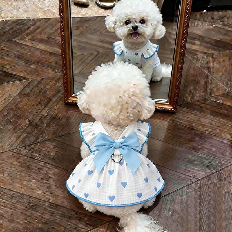[Pet Wardrobe] Pakaian anjing tipis teddy kucing Bichon boneka Pomeranian rok anjing kecil