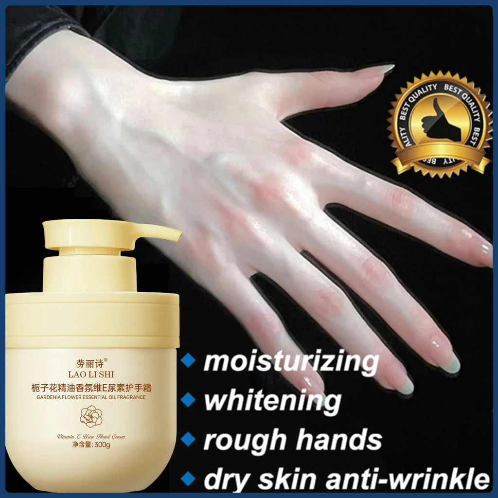 300ml LAOLISHIHand Cream Pemutih Tangan Krim Tangan Minyak Esensial Gardenia Untuk Kulit Kering Sert