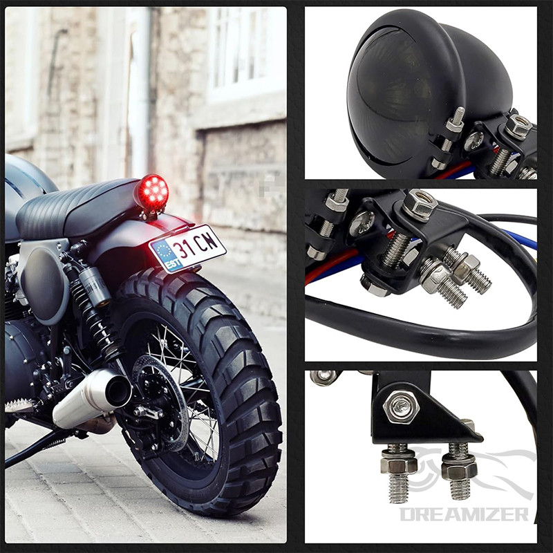 Lampu Belakang Motor 12V LED Lampu Rem Belakang untuk Harley Cafe Racer Bobber Chopper Retro Lampu B