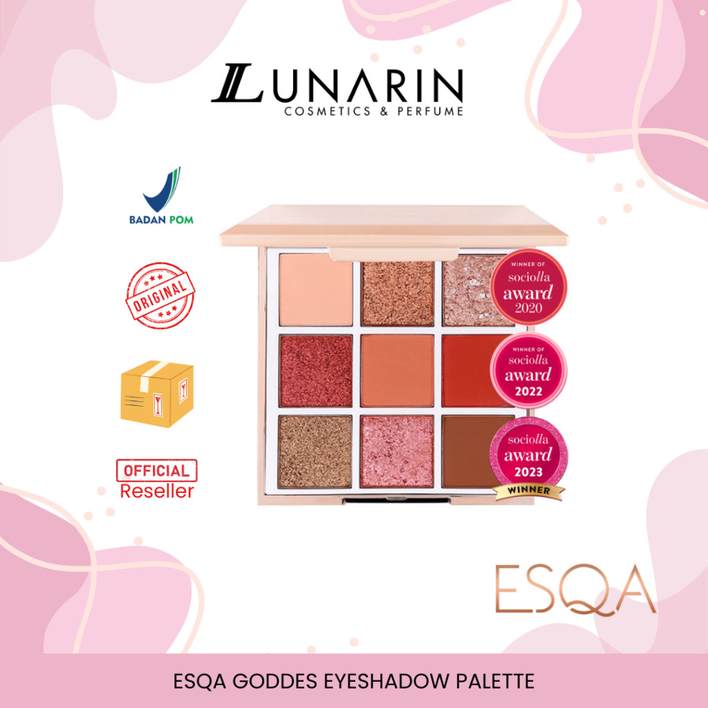 LUNARIN COSMETICS | ESQA Goddess Eyeshadow Palette Peach 9 Warna Vegan Halal Tanpa Paraben