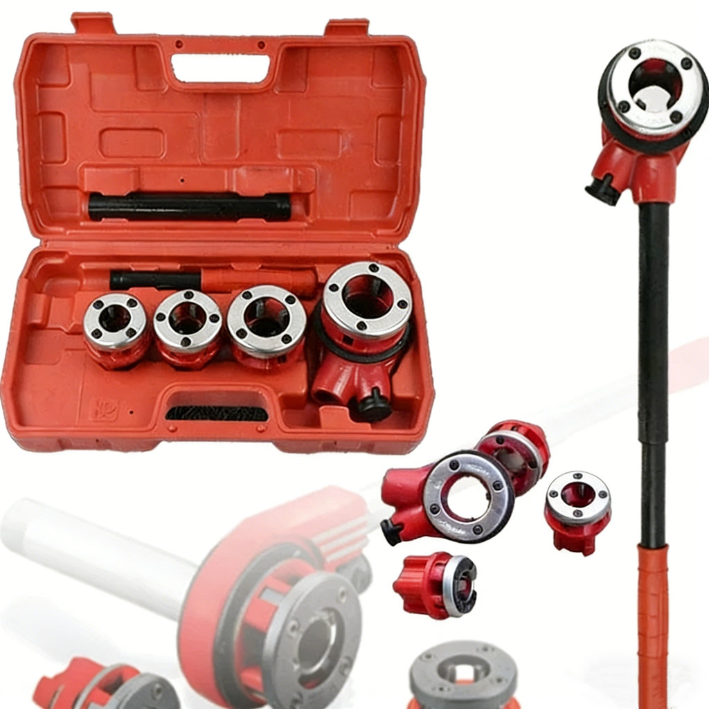 Senai Pipa Manual Snei Pipa Ledeng Set Alat Drat Pipa Besi Set Tipe 62 1/2" 3/4" 1" 1 1/4"