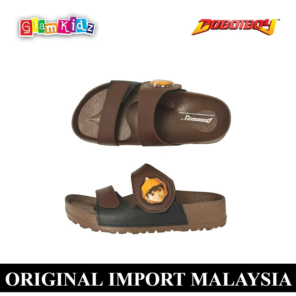 sandal sendal jepit anak laki laki BoBoiBoy Mechamato premium Slippers hitam coklat original import 