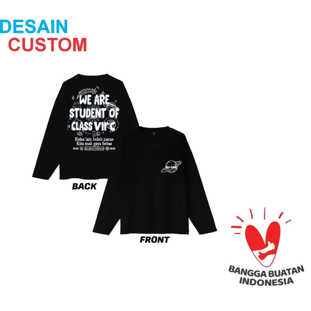 SYAZIAS Kaos kelas custom bebas ganti nama lengan panjang | Tulisan| Terbaru| Kaos kelas| Kaos sablo