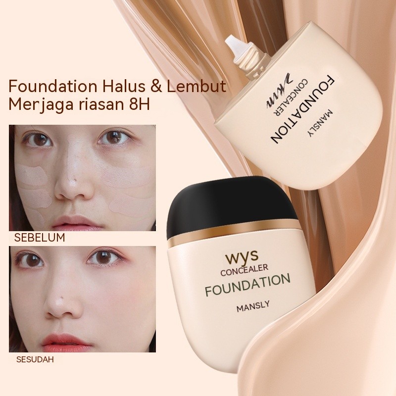 Foundation Pelembap Transparan MANSLY: Memberikan coverage tahan lama tidak mudah luntur tahan air d